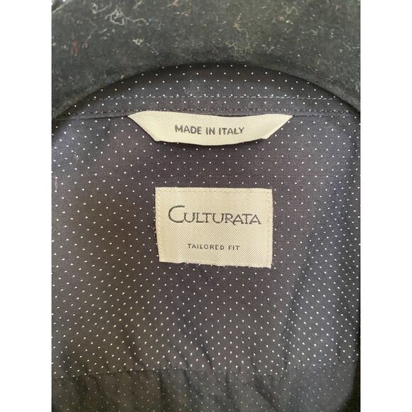 Culturata Mens Black Polka Dot Short Sleeve Button-Up Shirt Size XL Italy Cotton - Picture 4 of 7